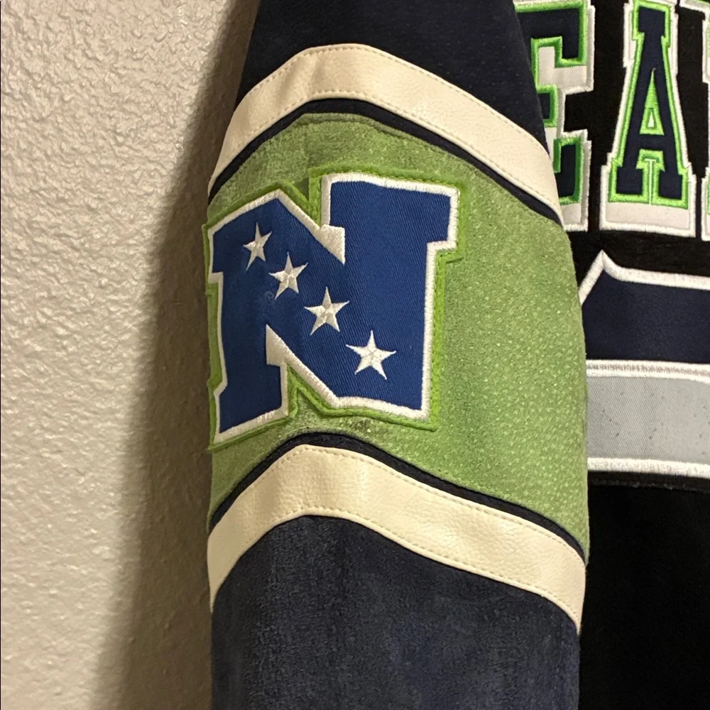 NFL Seattle Seahawks Black and Green Bomber Jacket - Picture 6 of 7
